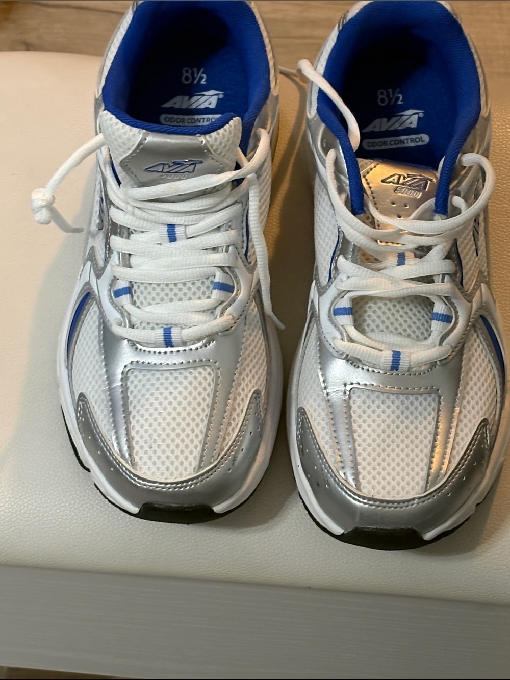 Avia Kids White, Blue & Silver Athletic Sneakers